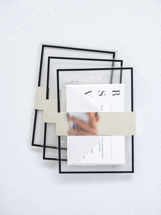 Frame'd Collection | Frosted Acrylic Invitations • Black & White