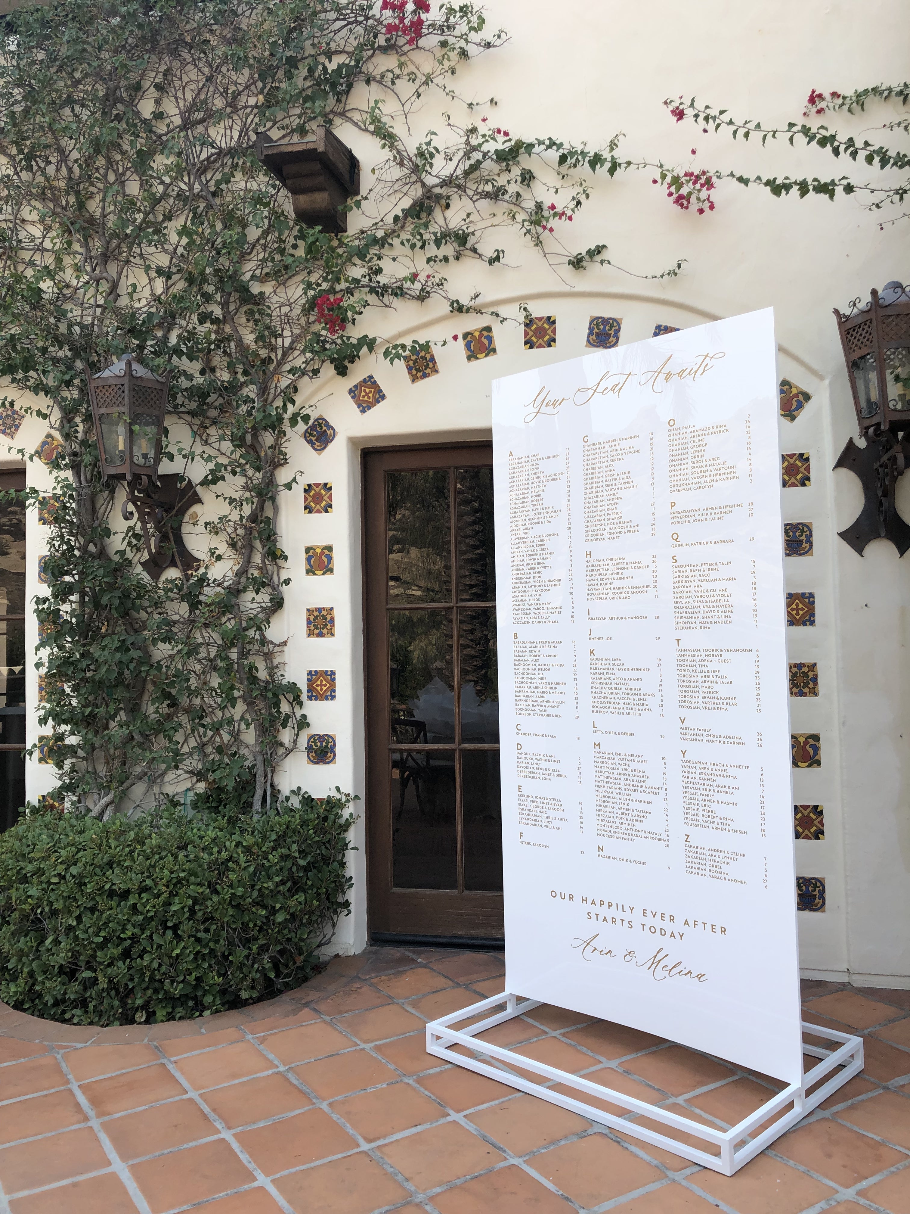 Personalized 4' x 8' Seating Chart Wall (Los Angeles Area)