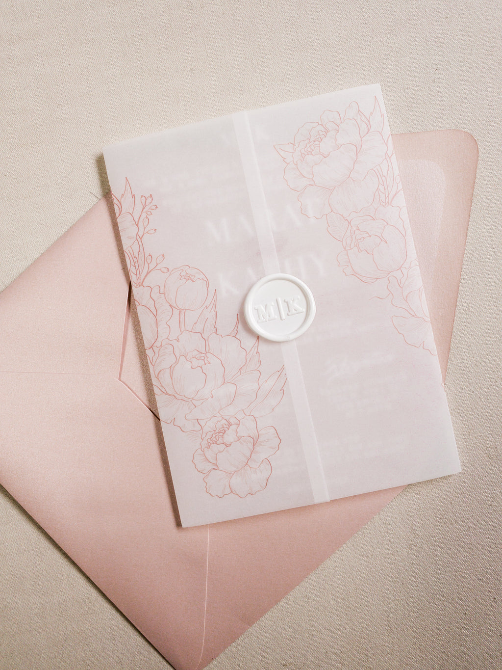Melrose | Peony Floral Frosted Acrylic Wedding Invitations