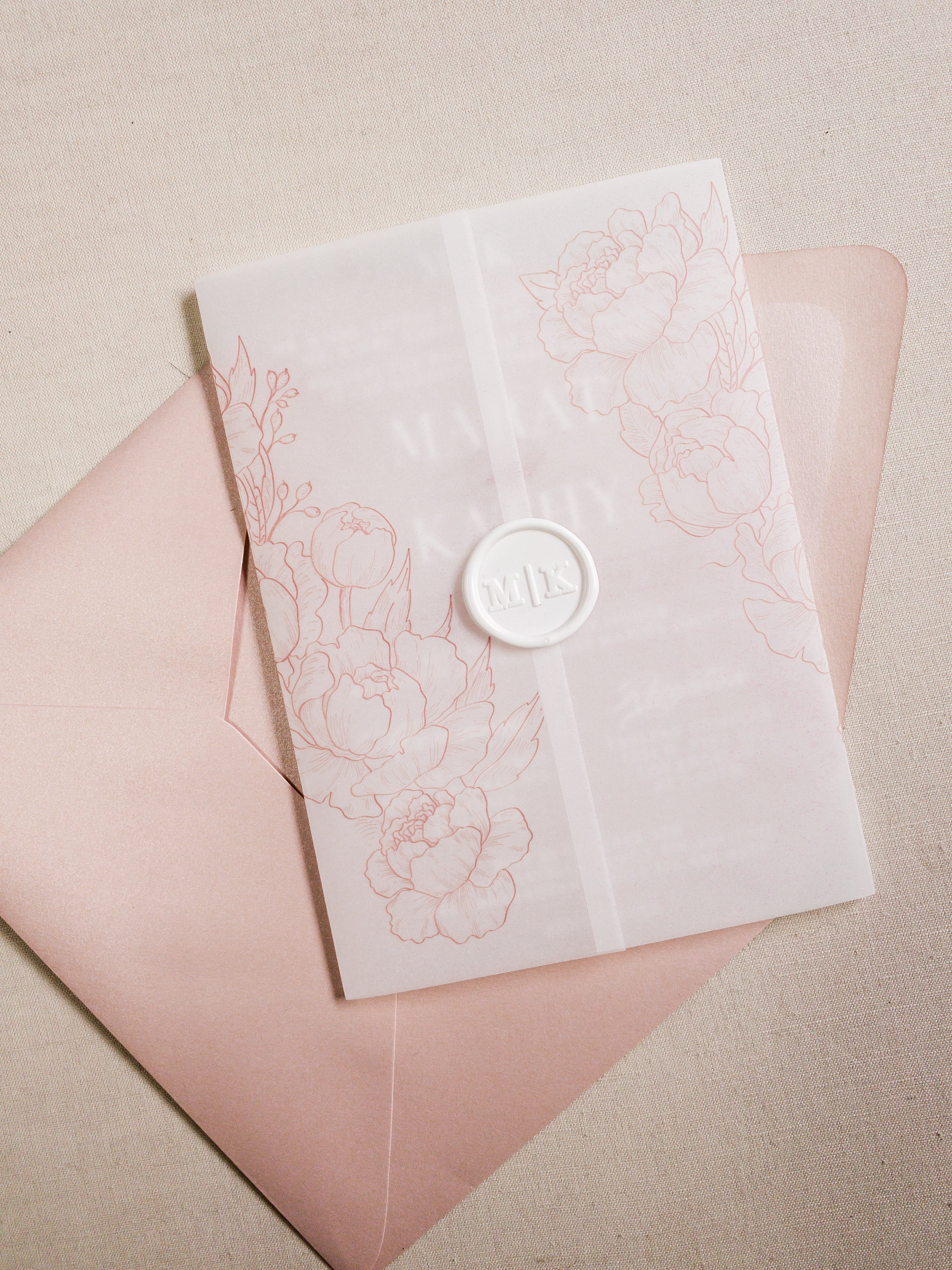 Melrose | Peony Floral Frosted Acrylic Wedding Invitations