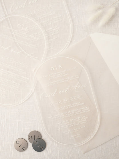 Oval Acrylic Wedding Invitations | Semi-Custom Invitations