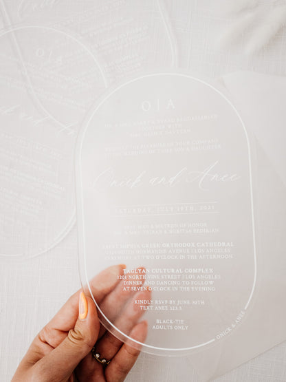 Oval Acrylic Wedding Invitations | Semi-Custom Invitations