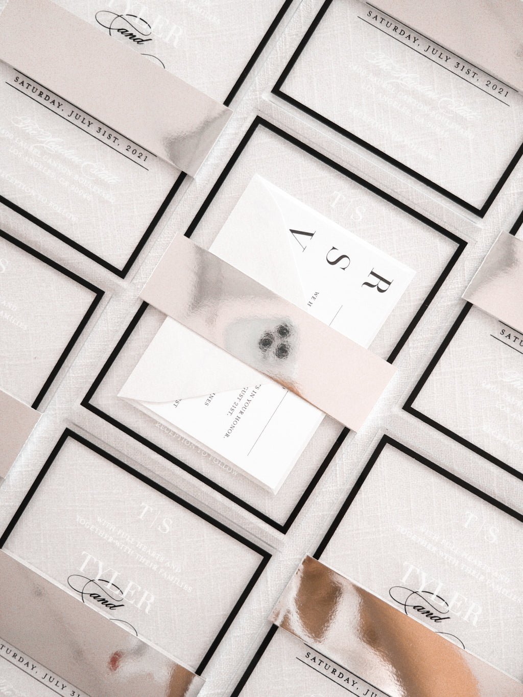 Frame'd Collection | Frosted Acrylic Invitations • Black & White
