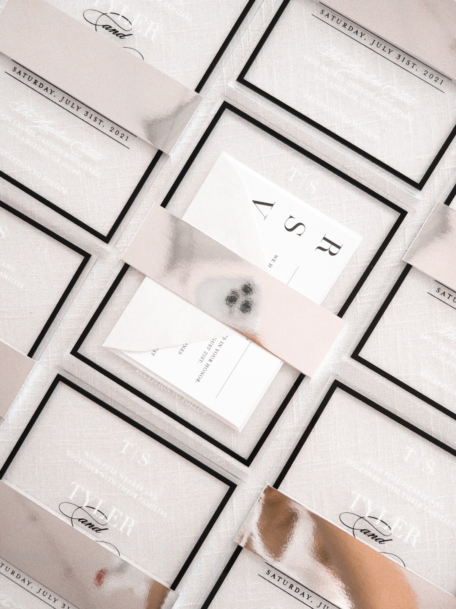 Frame'd Collection | Frosted Acrylic Invitations • Black & White