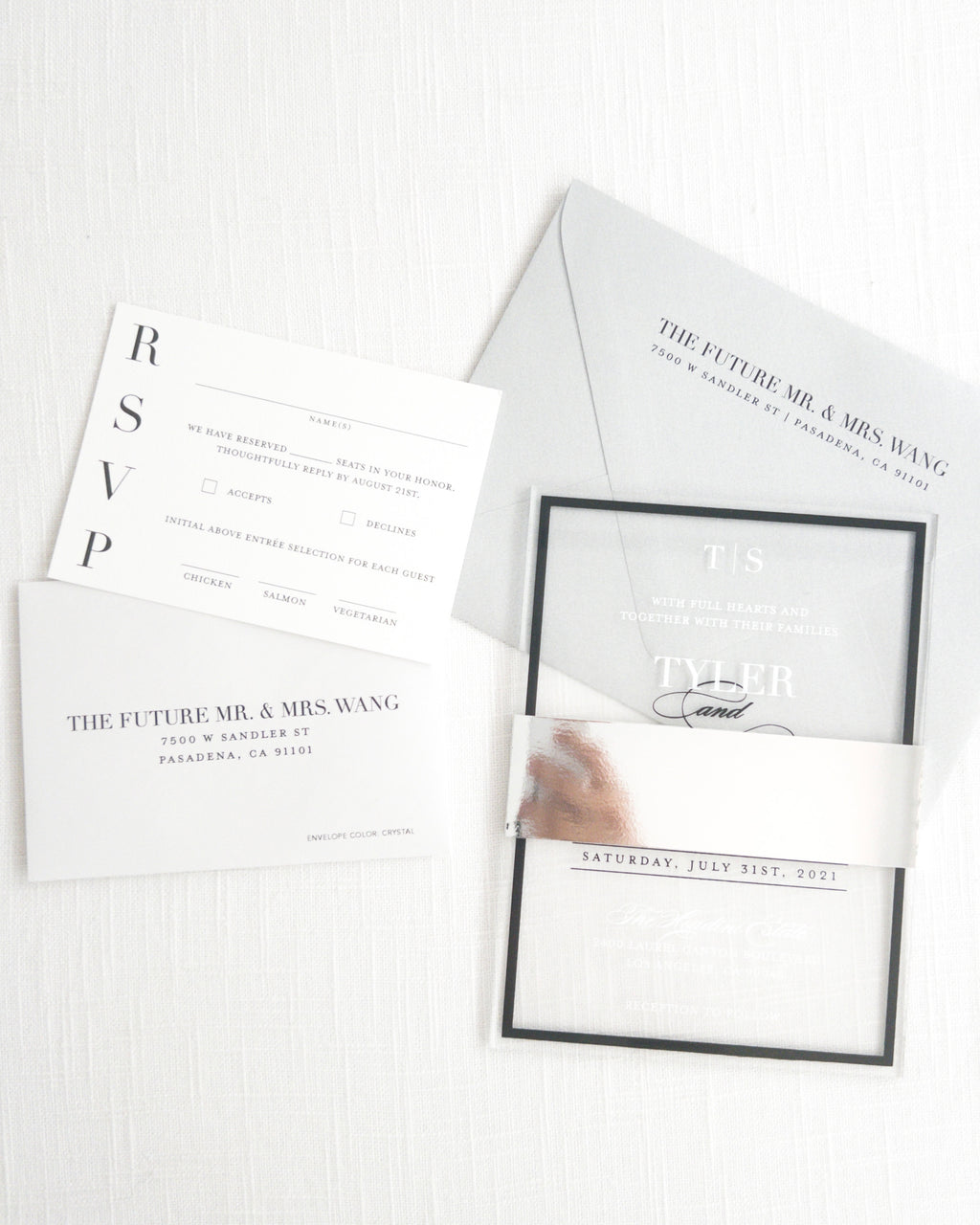 Frame'd Collection | Frosted Acrylic Invitations • Black & White