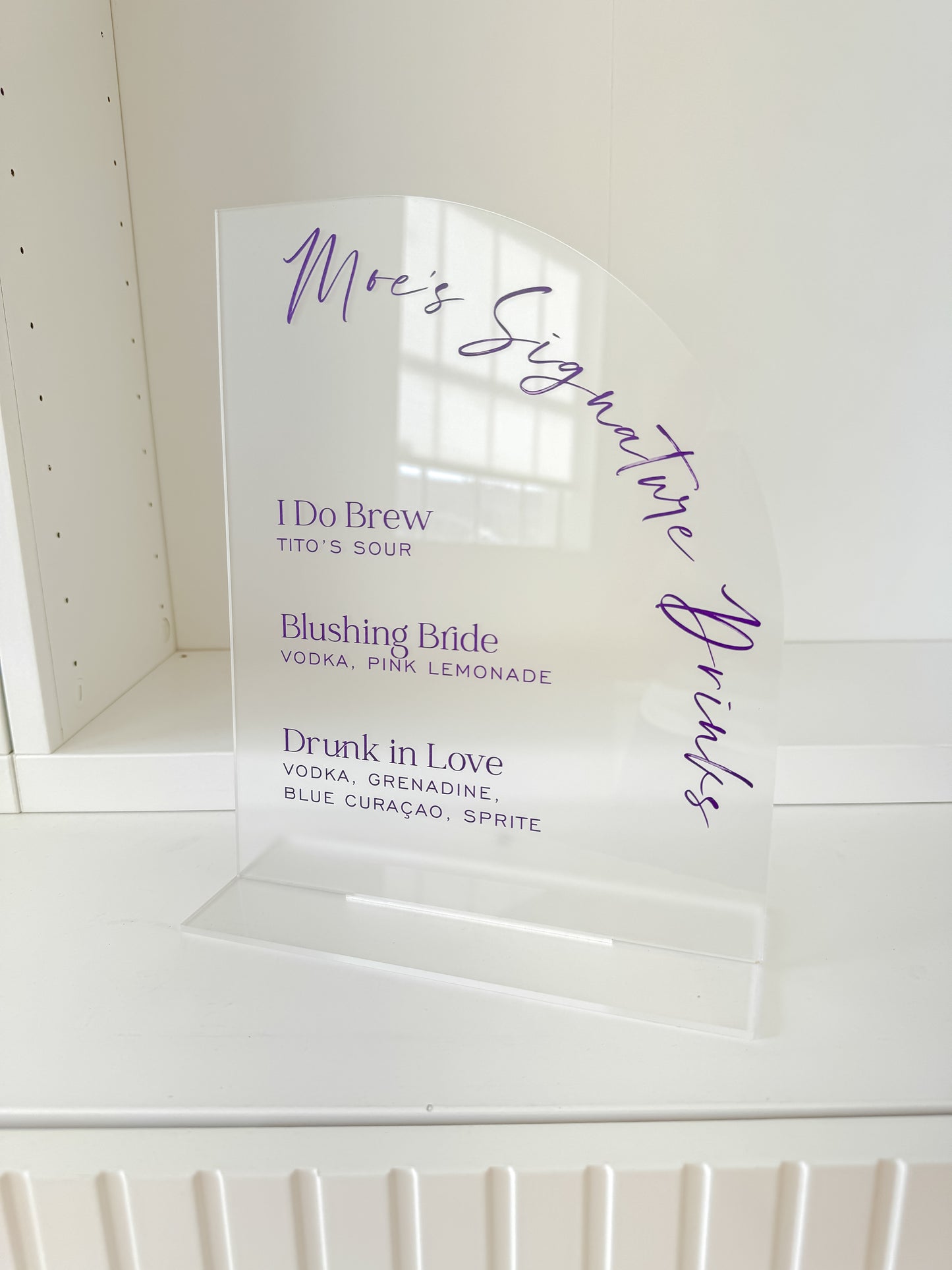 The Monroe – Acrylic Wedding Bar Menu with Script Font