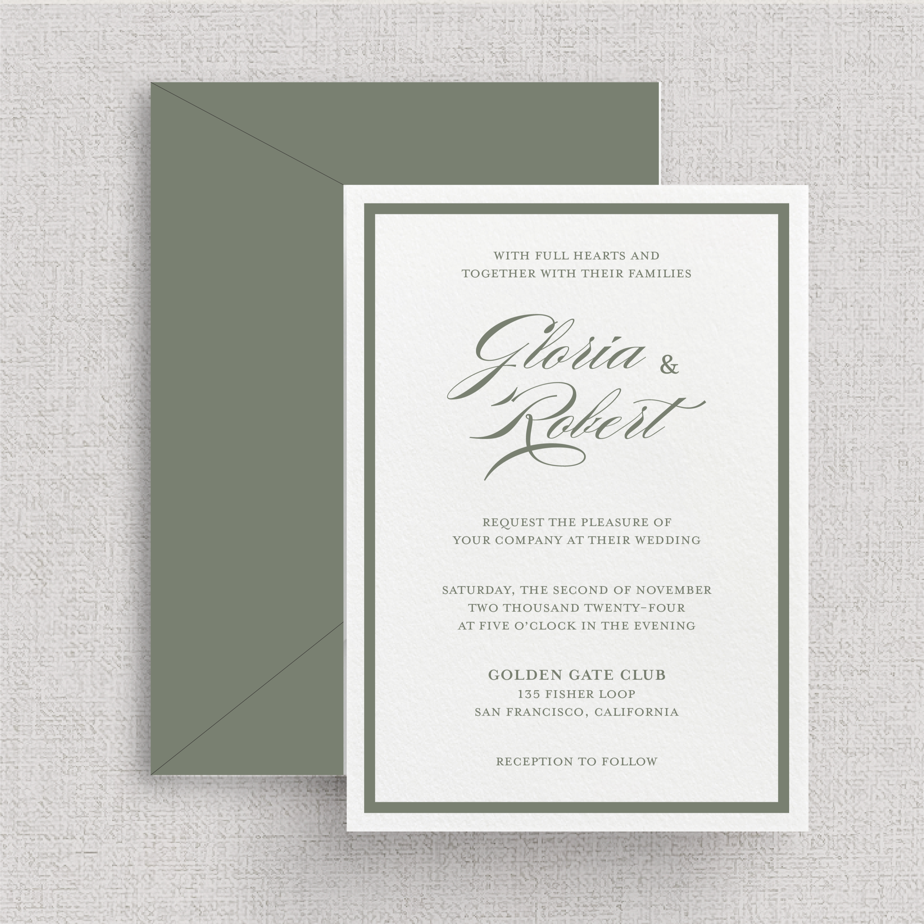 Frame'd - No. 2 | Card Stock Wedding Invitations | Classic Script Invitations with Border