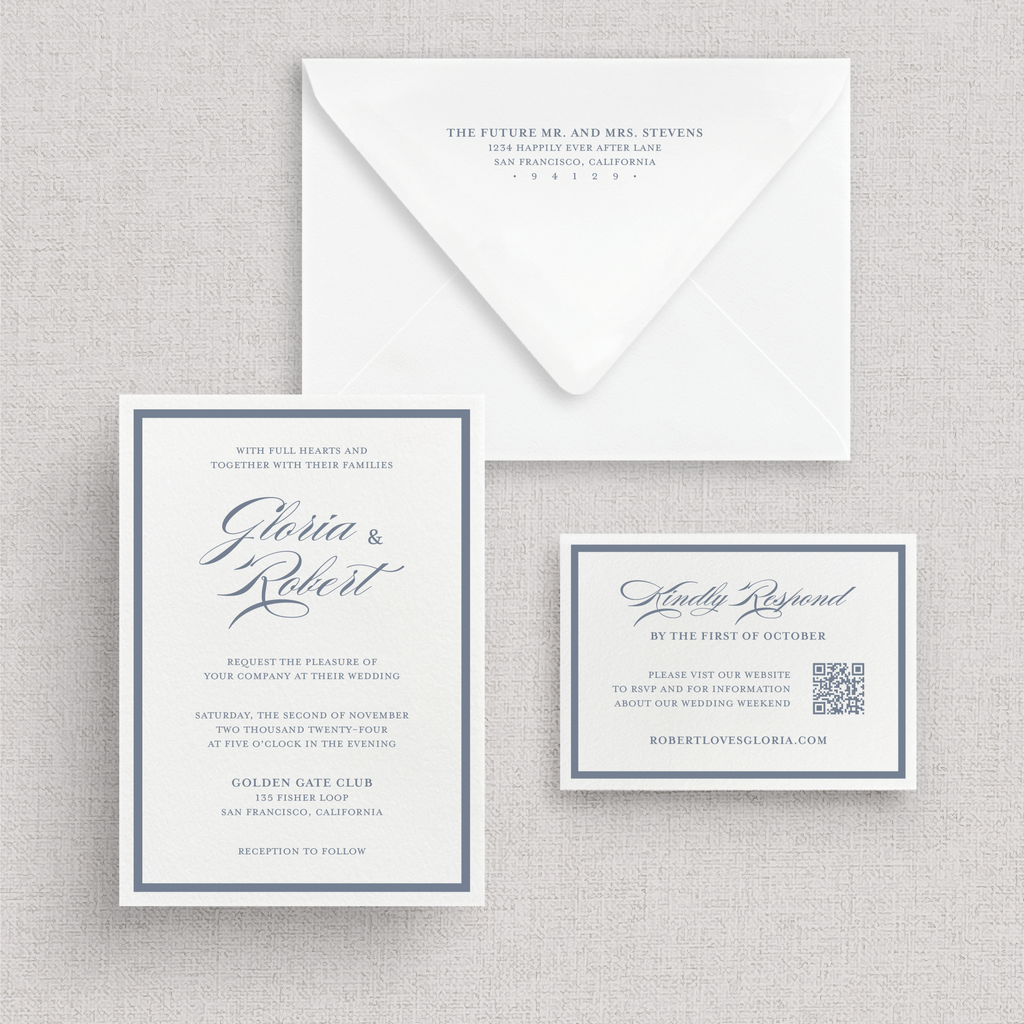 Frame'd - No. 2 | Card Stock Wedding Invitations | Classic Script Invitations with Border