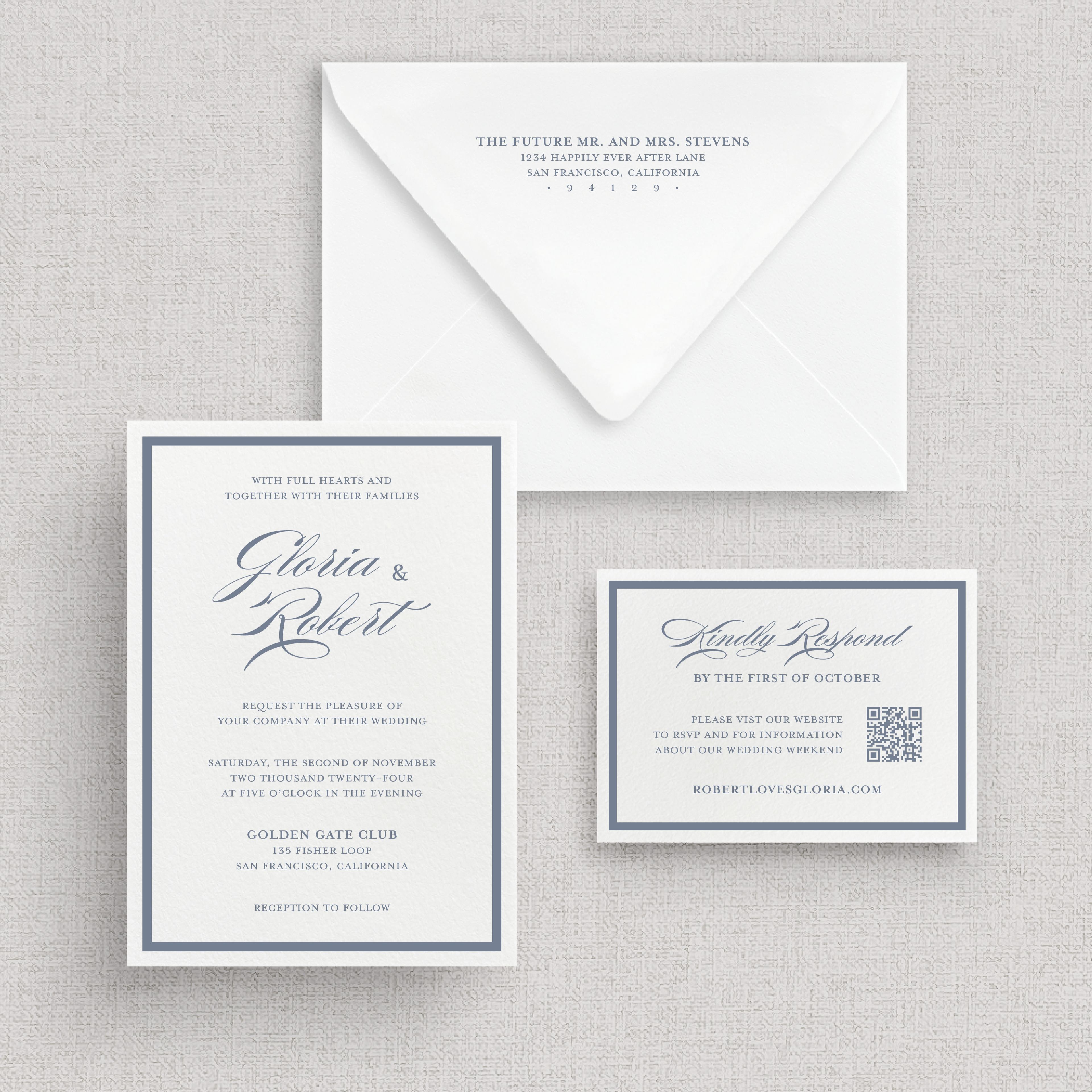 Frame'd - No. 2 | Card Stock Wedding Invitations | Classic Script Invitations with Border