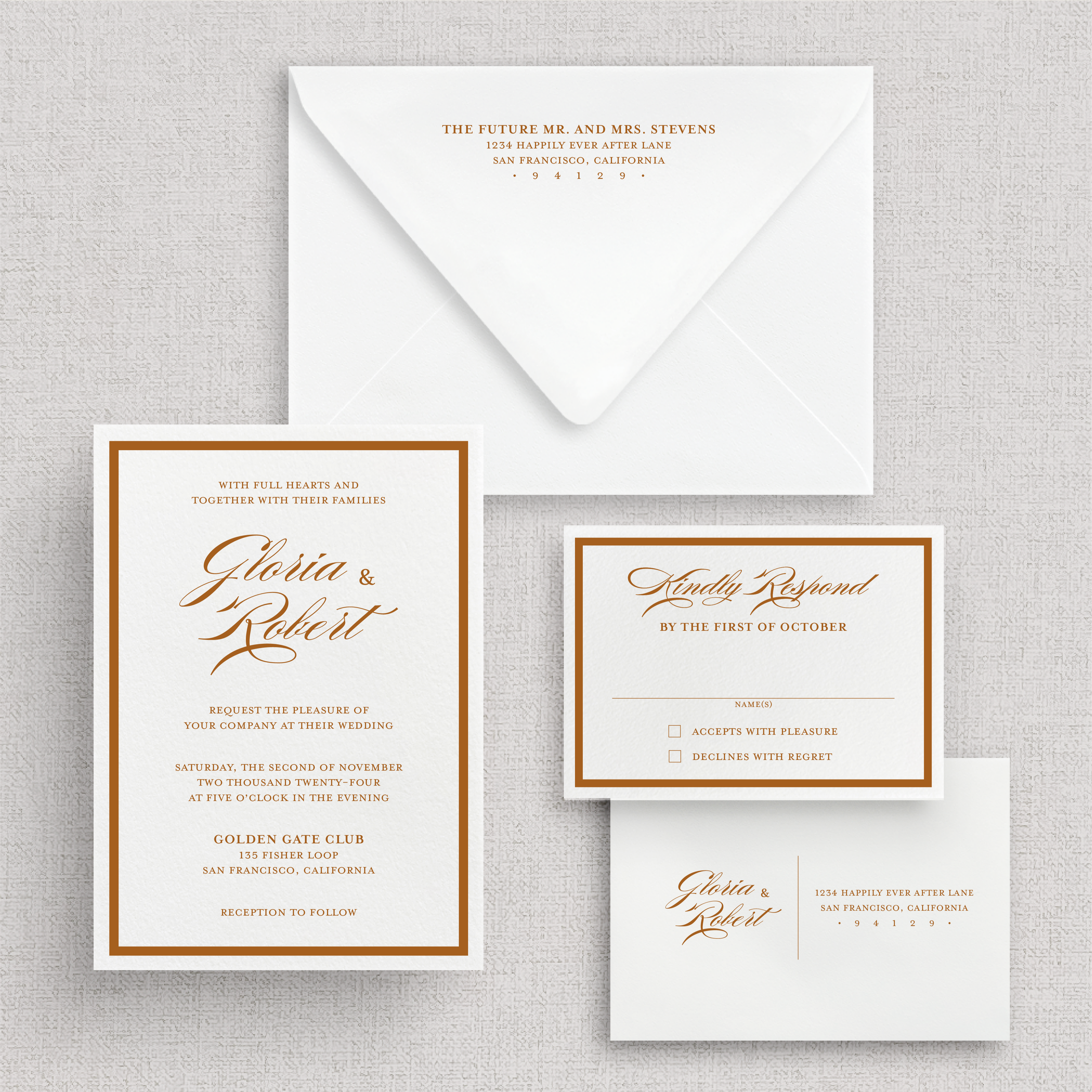 Frame'd - No. 2 | Card Stock Wedding Invitations | Classic Script Invitations with Border