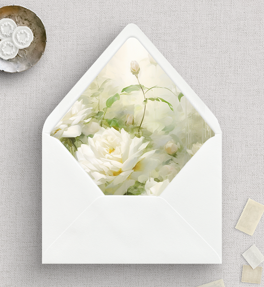 Envelope Liners | White Roses