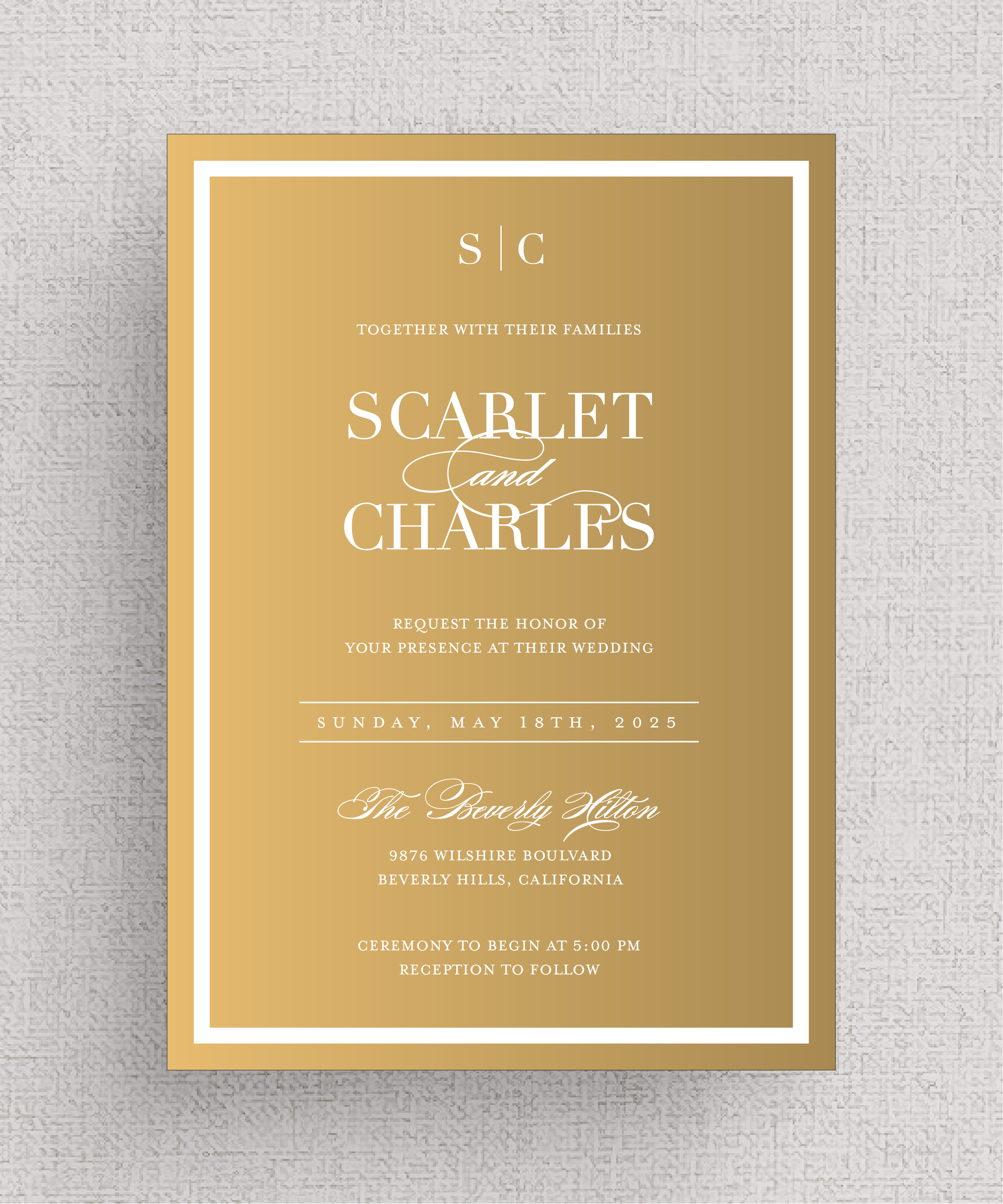 The Frame'd | Modern, Acrylic Gold Mirror Wedding Invitation