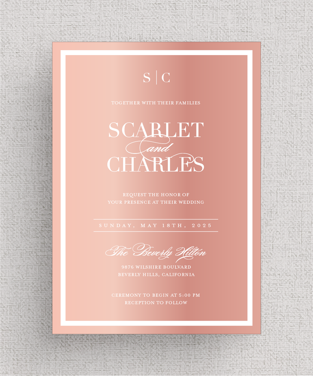 The Frame'd | Modern, Acrylic Gold Mirror Wedding Invitation