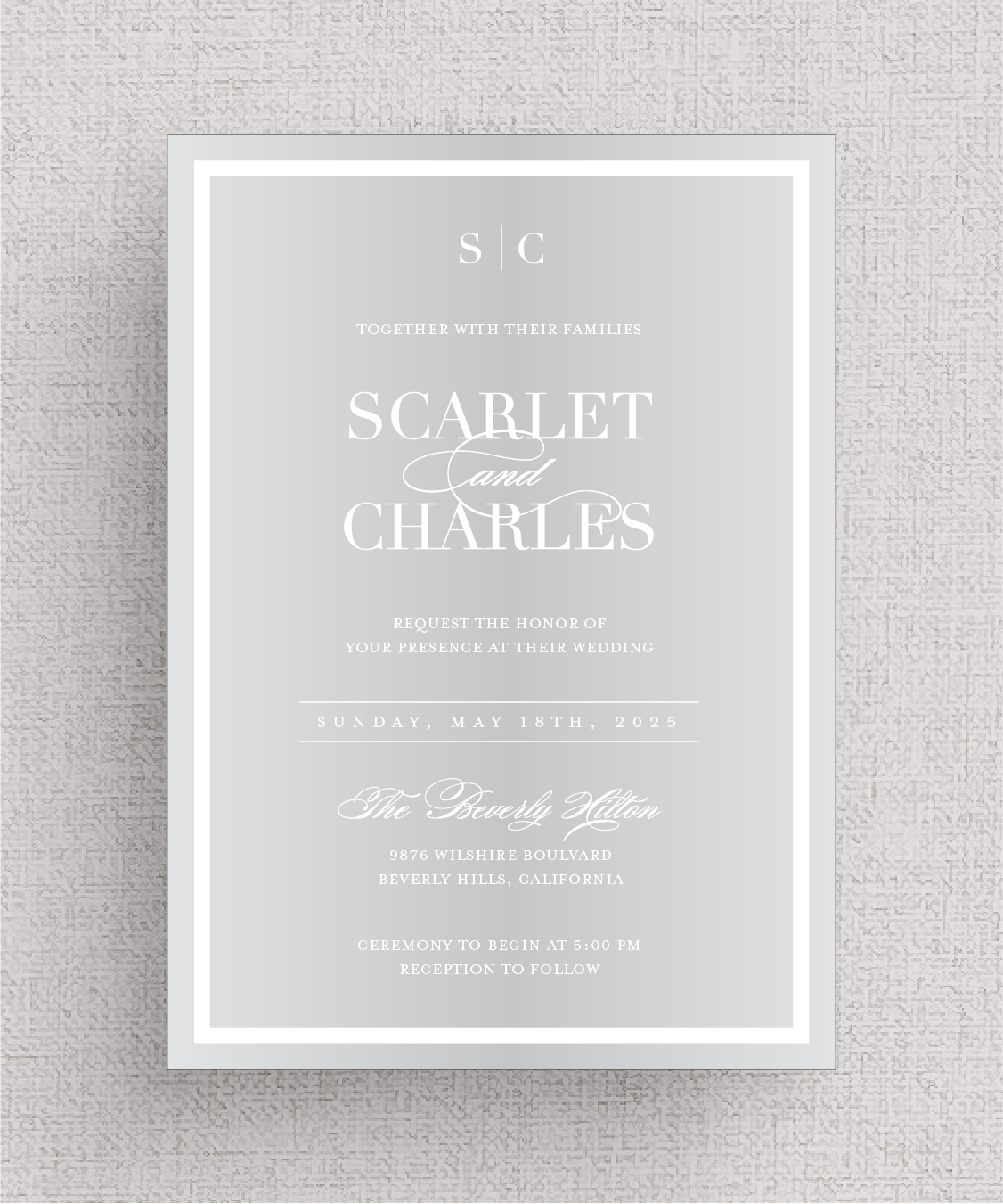 The Frame'd | Modern, Acrylic Gold Mirror Wedding Invitation