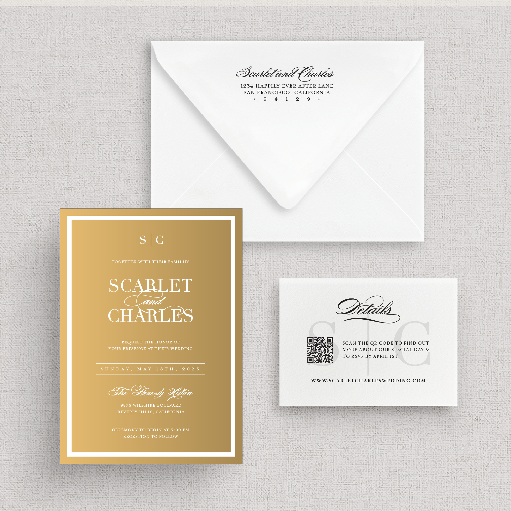 The Frame'd | Modern, Acrylic Gold Mirror Wedding Invitation