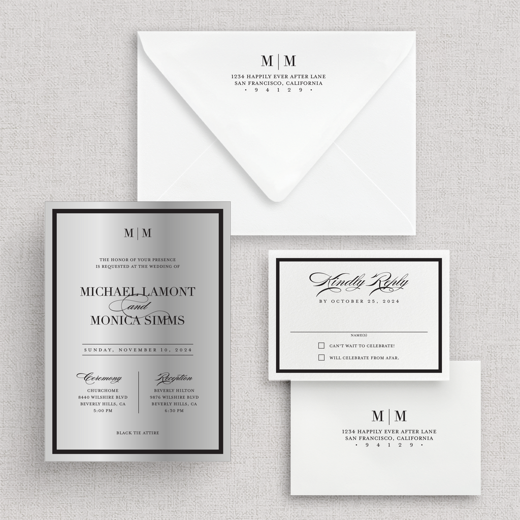 The Frame'd | Modern, Acrylic Gold Mirror Wedding Invitation