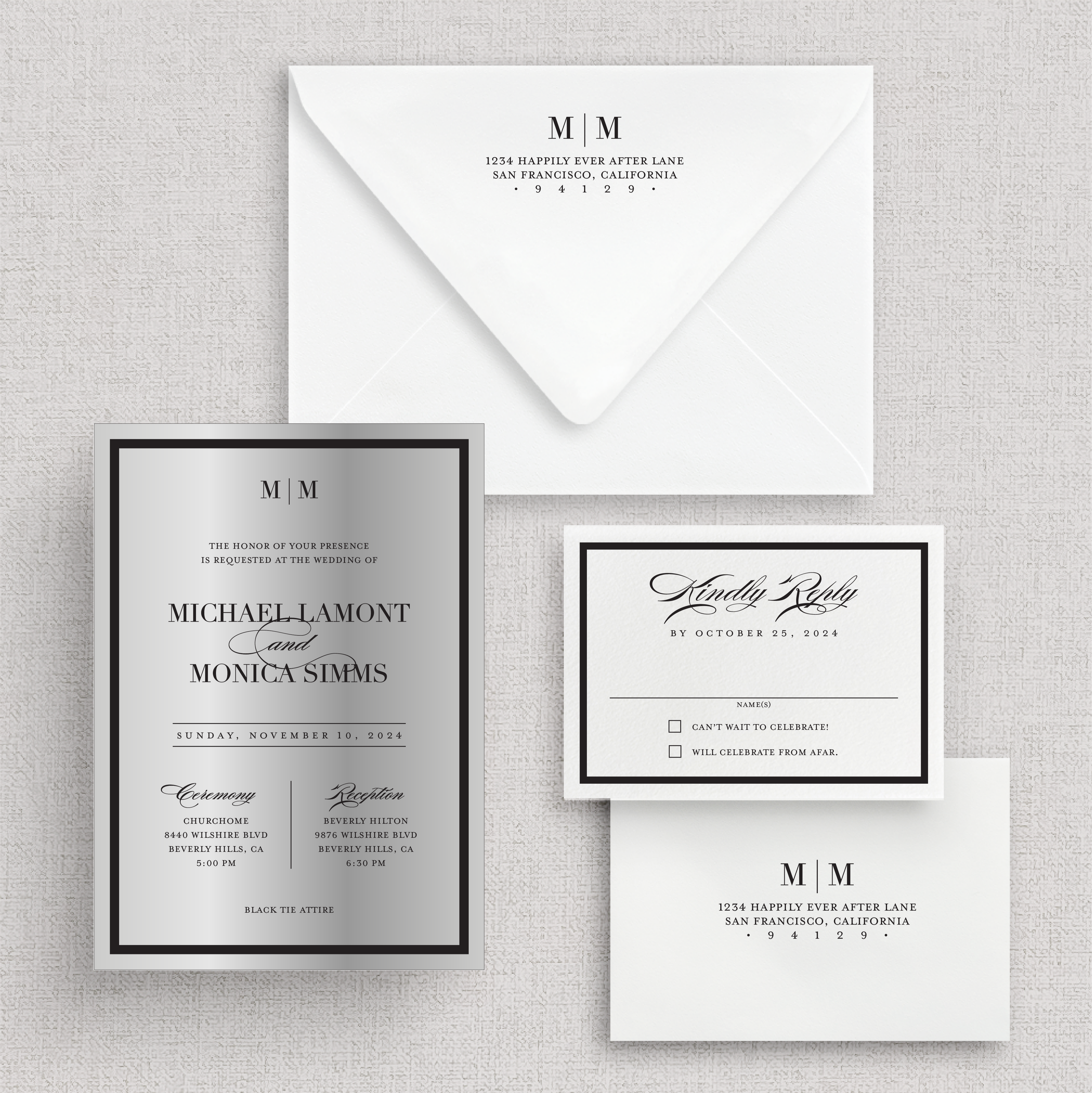 The Frame'd | Modern, Acrylic Gold Mirror Wedding Invitation