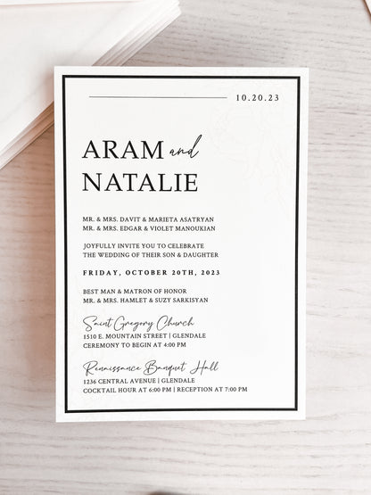 Modern Script Invitation Suite | Card Stock Wedding Invitations | Personalized Design