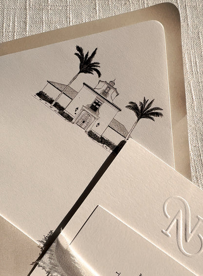 Embossed Monogram Initials Wedding Invitation | Minimal, Simple Design