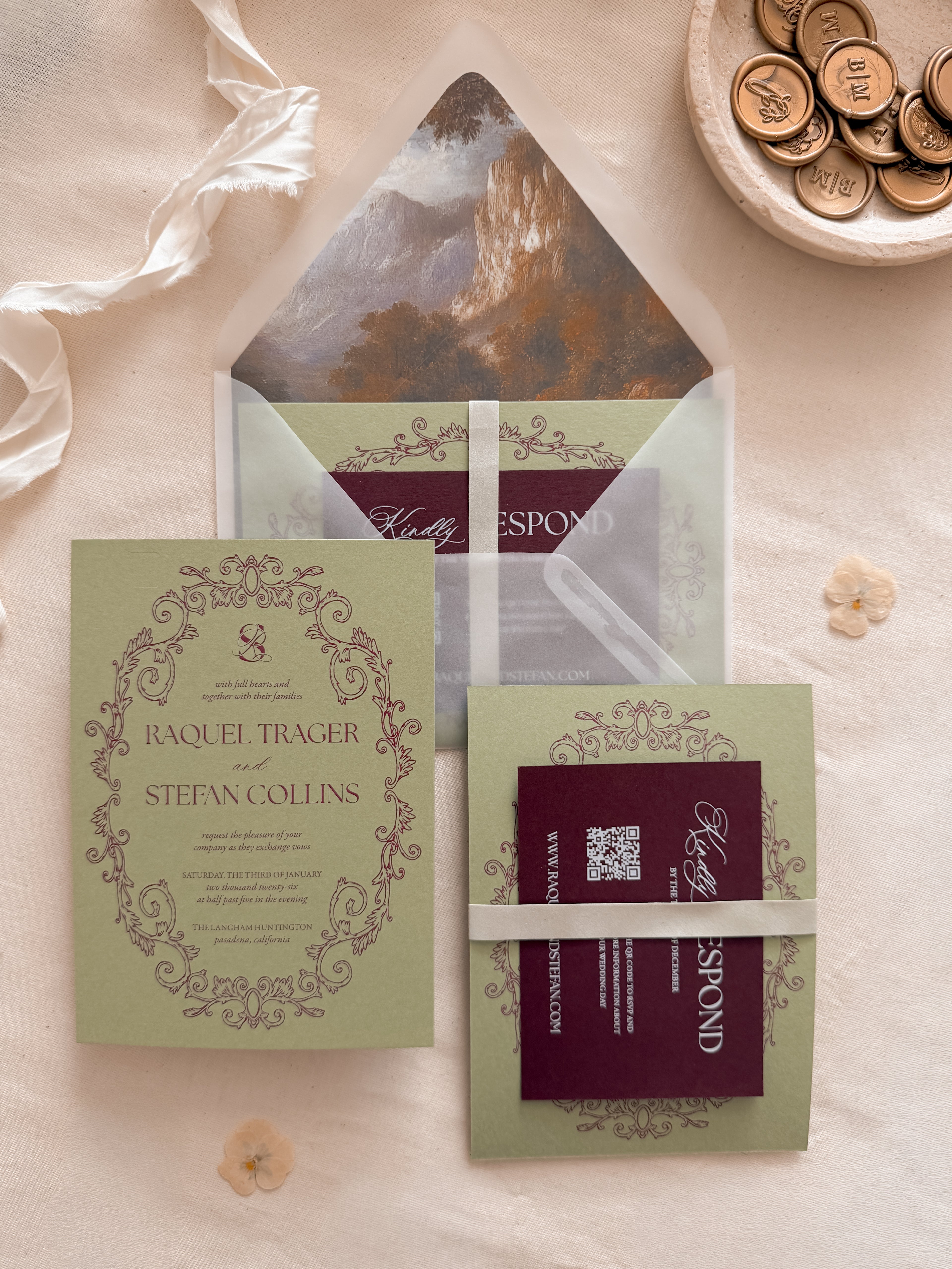 Ornate Frame Invitation Suite | Card Stock Wedding Invitations - Personalized Design