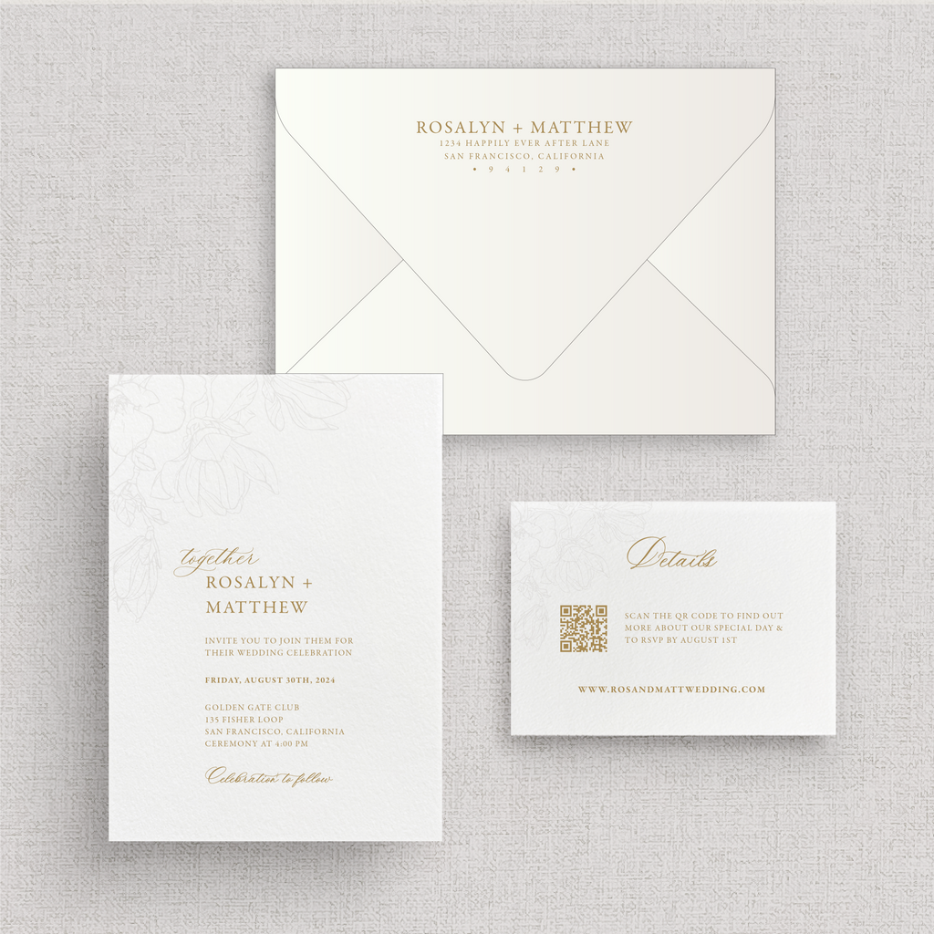 Magnolia Invitation Suite | Card Stock Wedding Invitations | Personalized Design