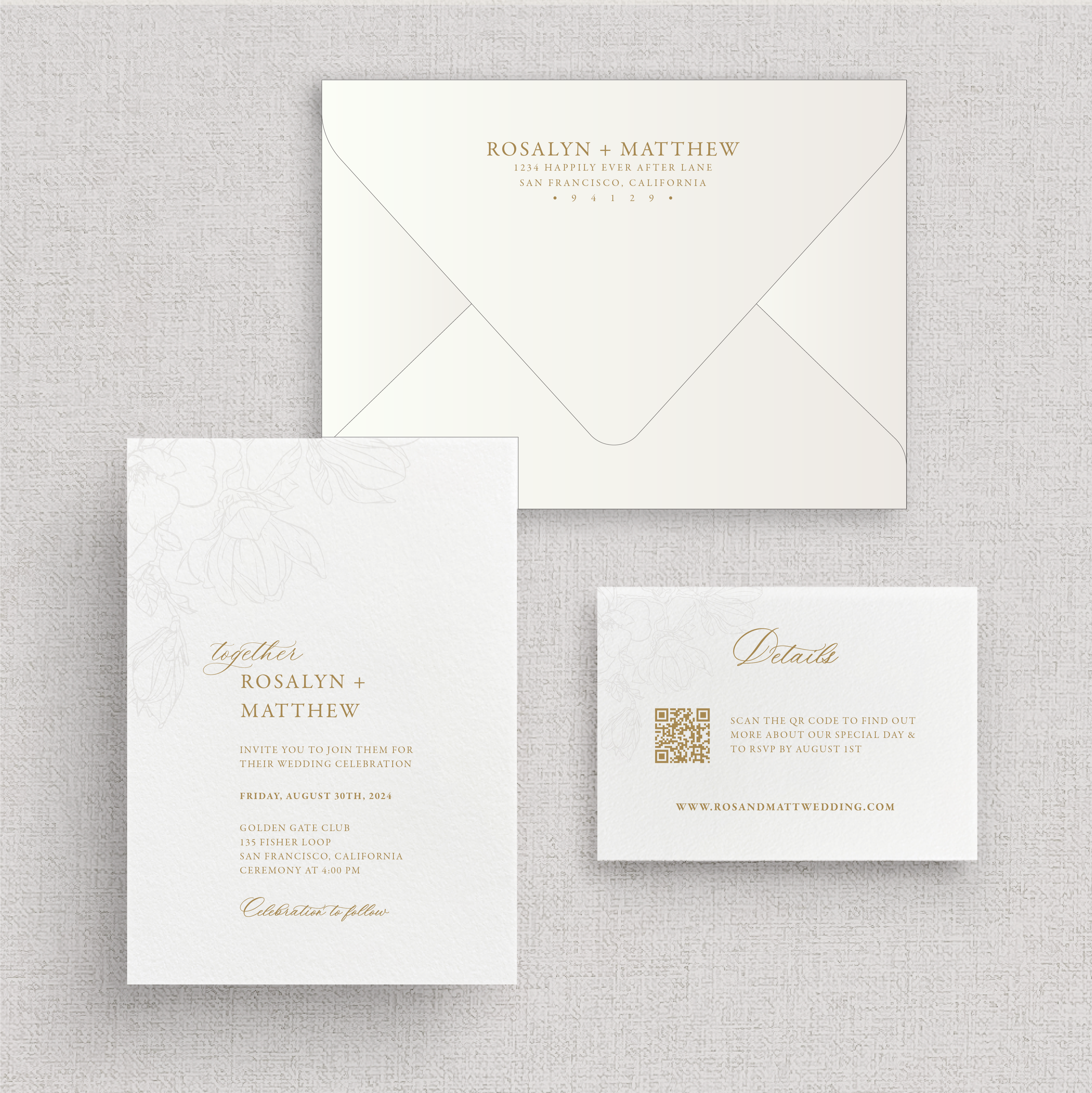 Magnolia Invitation Suite | Card Stock Wedding Invitations | Personalized Design