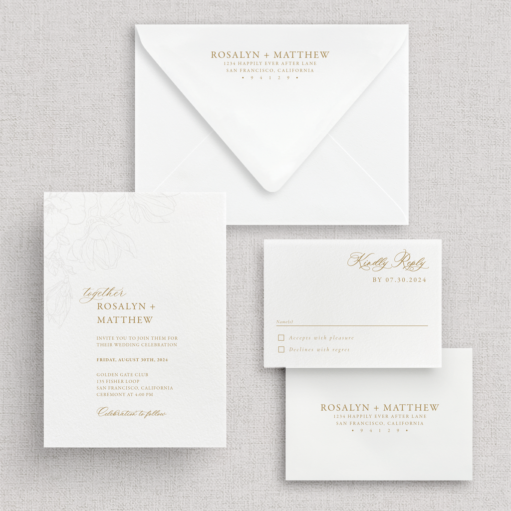 Magnolia Invitation Suite | Card Stock Wedding Invitations | Personalized Design