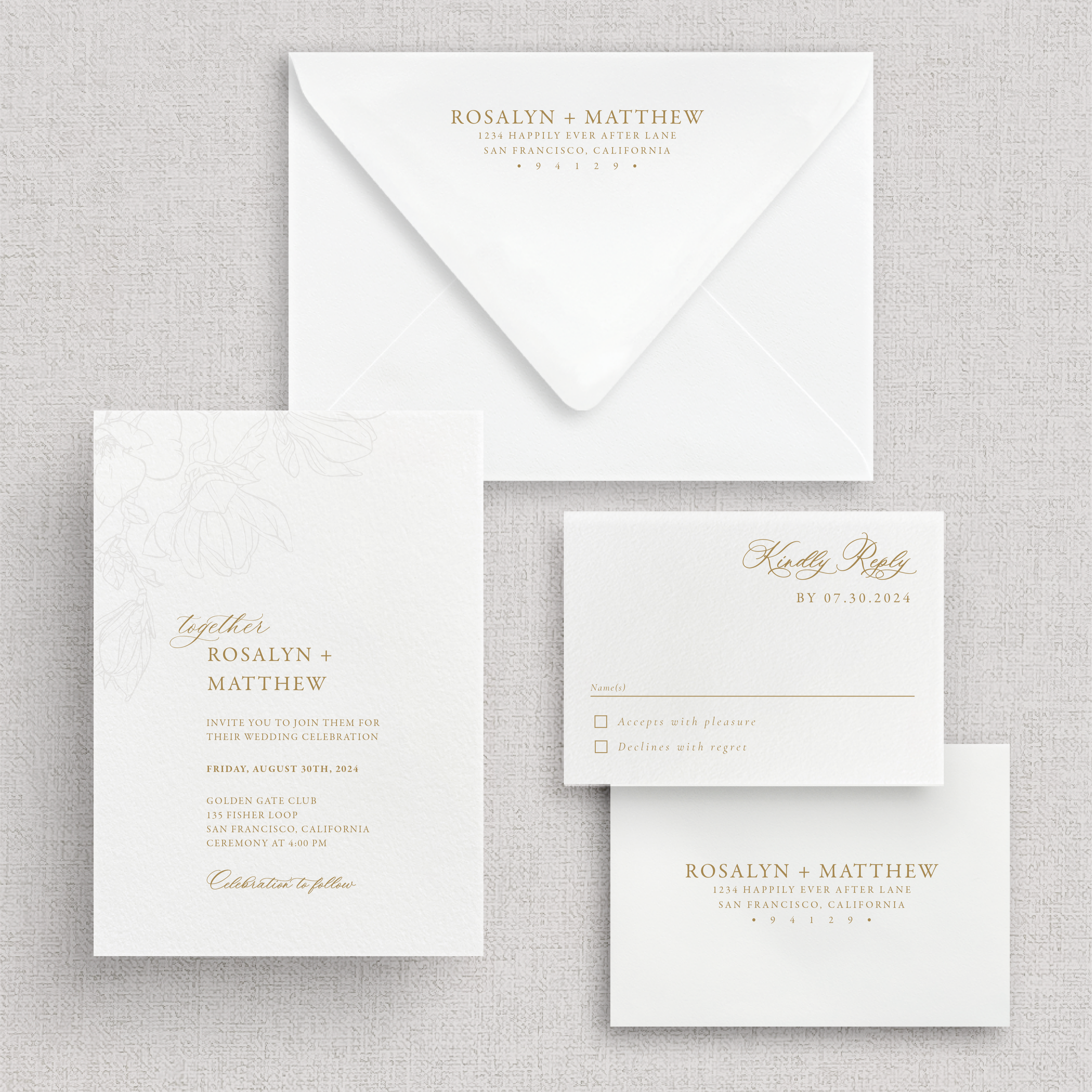 Magnolia Invitation Suite | Card Stock Wedding Invitations | Personalized Design