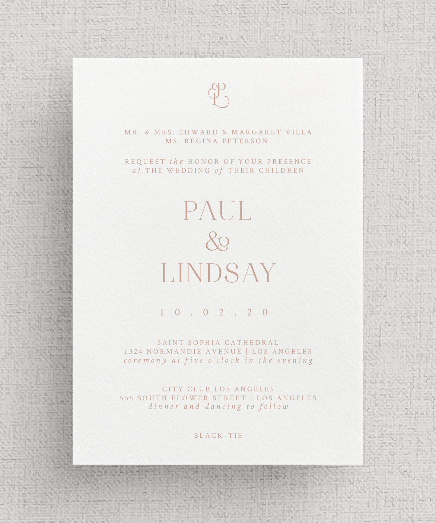 Minimal Romance Invitation Suite | Card Stock Wedding Invitations | Personalized Design