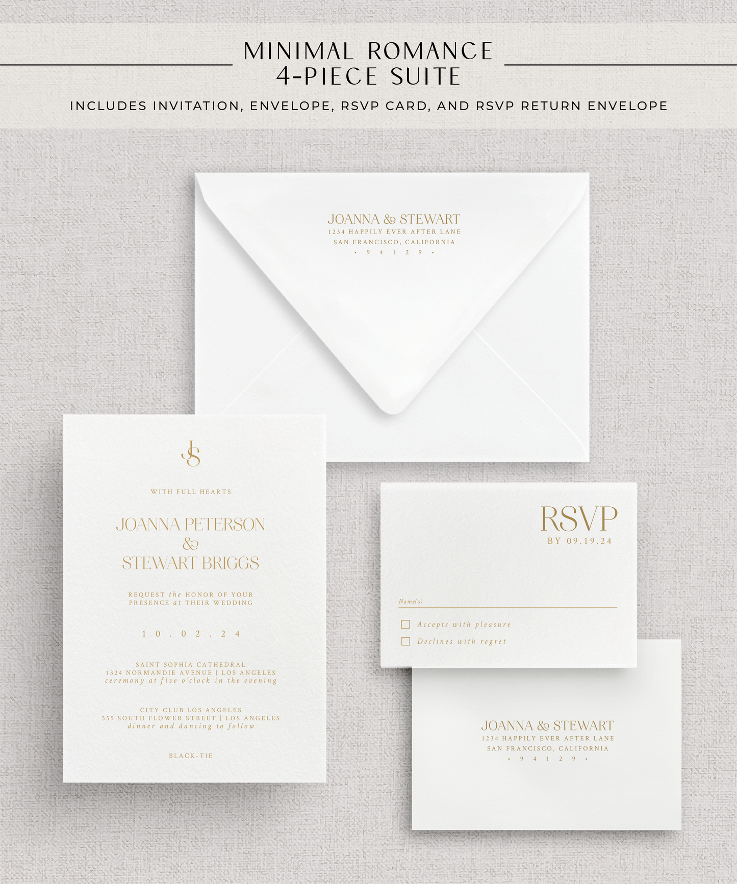 Minimal Romance Invitation Suite | Card Stock Wedding Invitations | Personalized Design