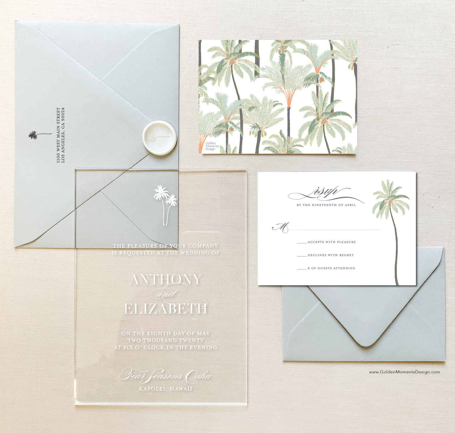 Palm Collection - Style No. 2 | Semi-Custom Acrylic Invitations