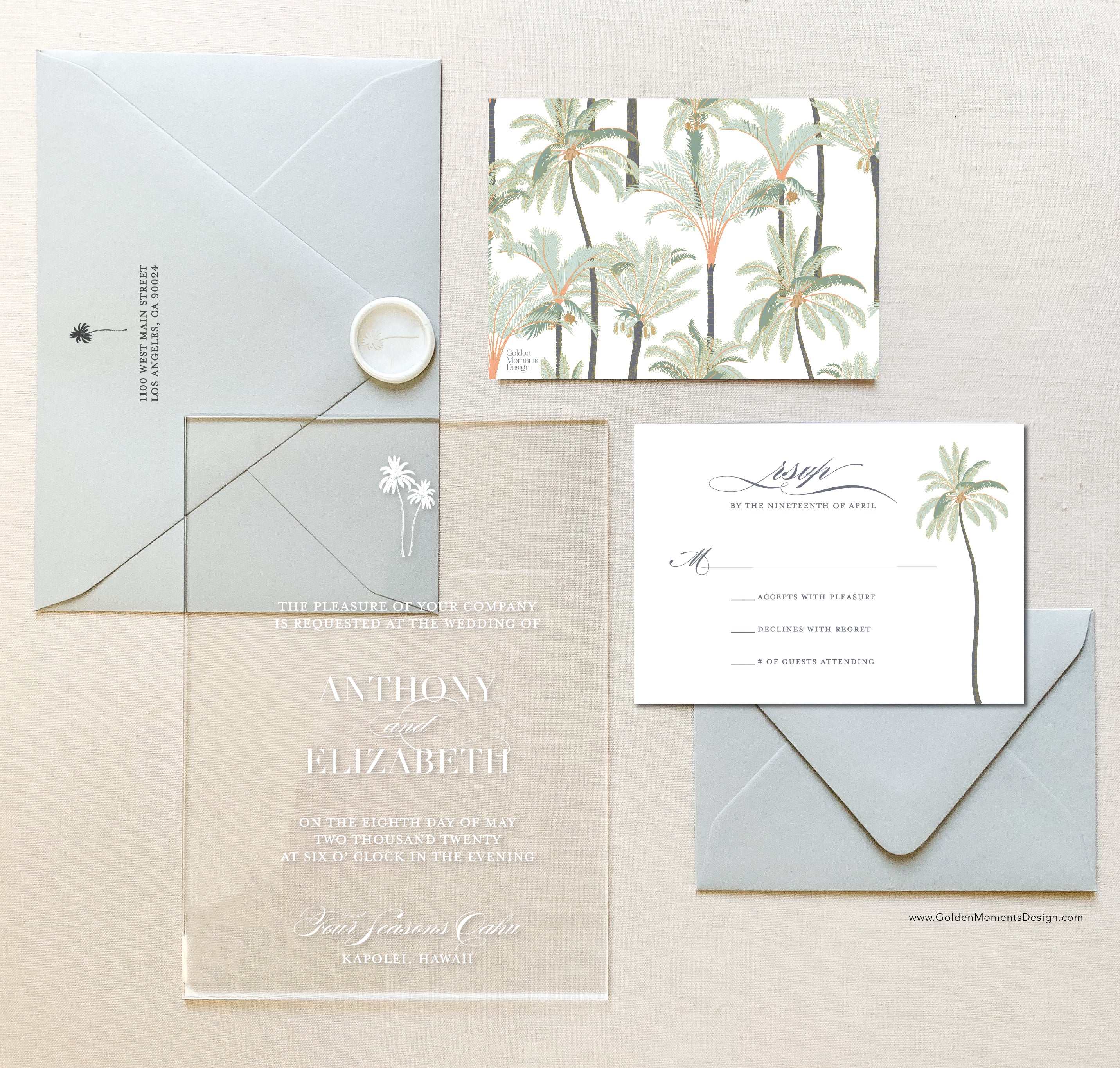 Palm Collection - Style No. 2 | Semi-Custom Acrylic Invitations