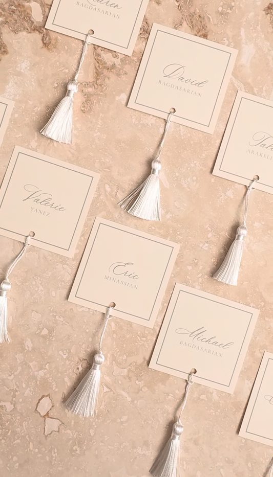 Square Place Cards with Tassels | For Weddings & Events