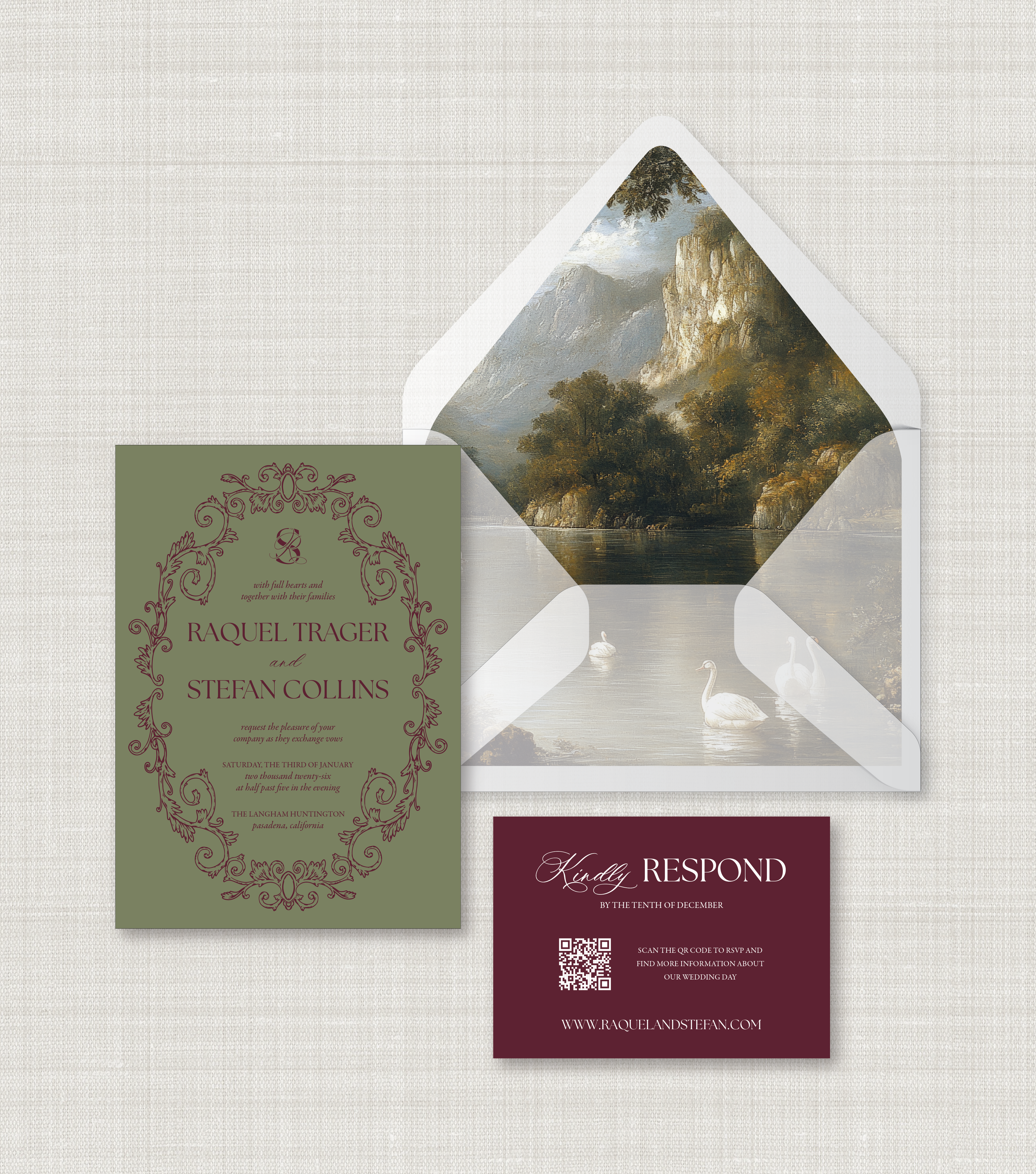 Ornate Frame Invitation Suite | Card Stock Wedding Invitations - Personalized Design