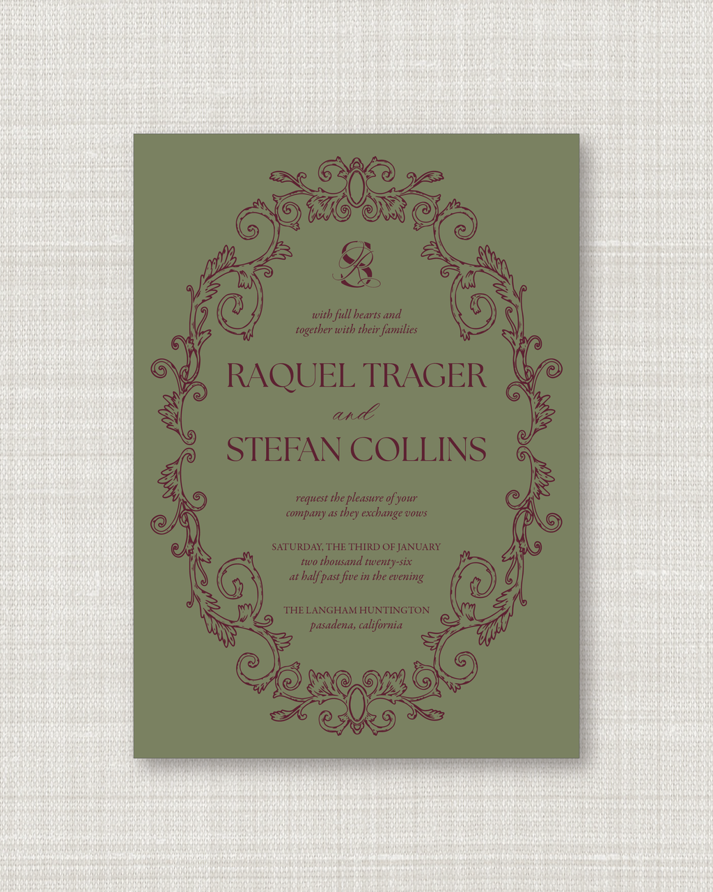Ornate Frame Invitation Suite | Card Stock Wedding Invitations - Personalized Design