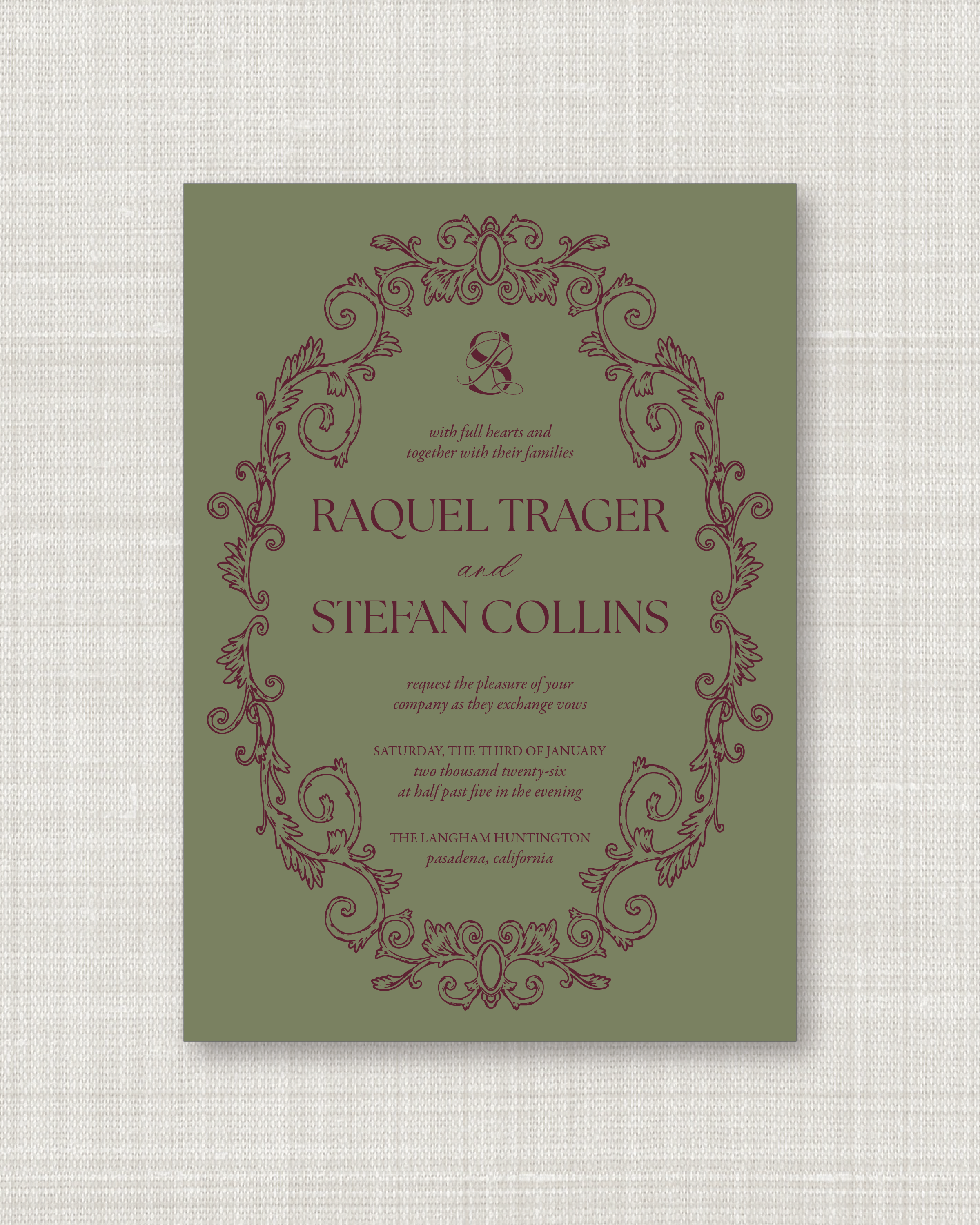 Ornate Frame Invitation Suite | Card Stock Wedding Invitations - Personalized Design