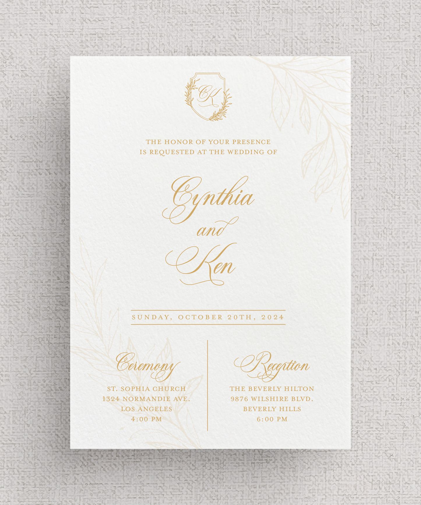 Summer Branches Invitation Suite | Card Stock Wedding Invitations | Personalized Design