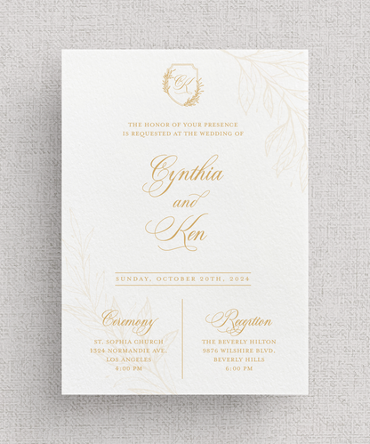 Summer Branches Invitation Suite | Card Stock Wedding Invitations | Personalized Design