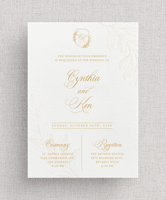 Summer Branches Invitation Suite | Card Stock Wedding Invitations | Personalized Design