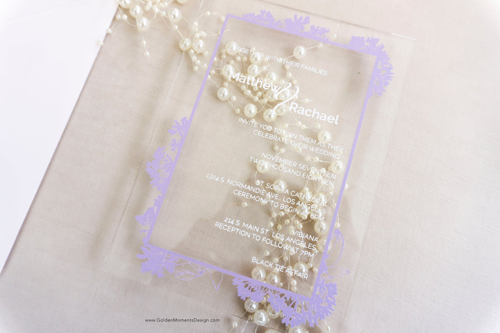 Floral Frame | Semi-Custom Clear Acrylic Invitations