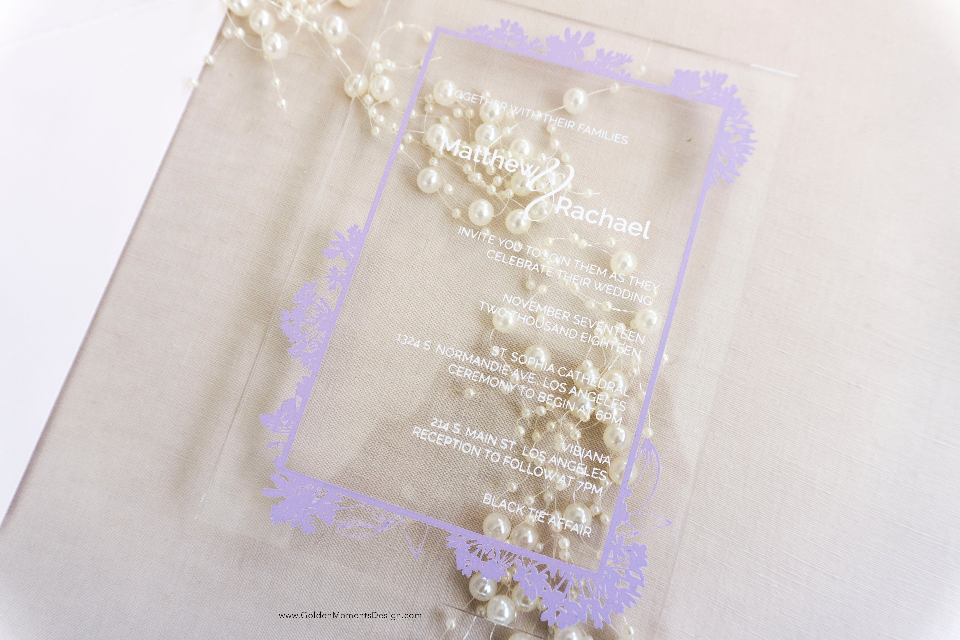 Floral Frame | Semi-Custom Clear Acrylic Invitations