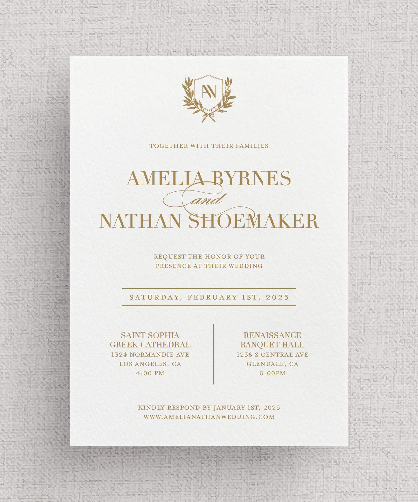Grand | Elegant Card Stock Wedding Invitations, Optional Vellum Wrap + Appliqué Seal