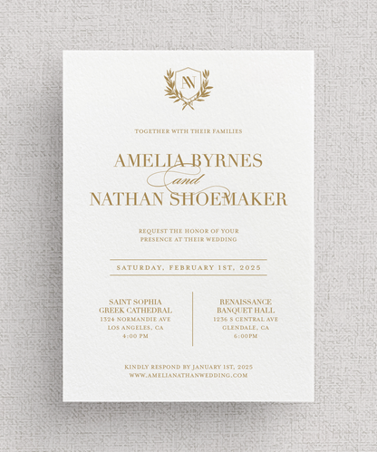 Grand | Elegant Card Stock Wedding Invitations, Optional Vellum Wrap + Appliqué Seal