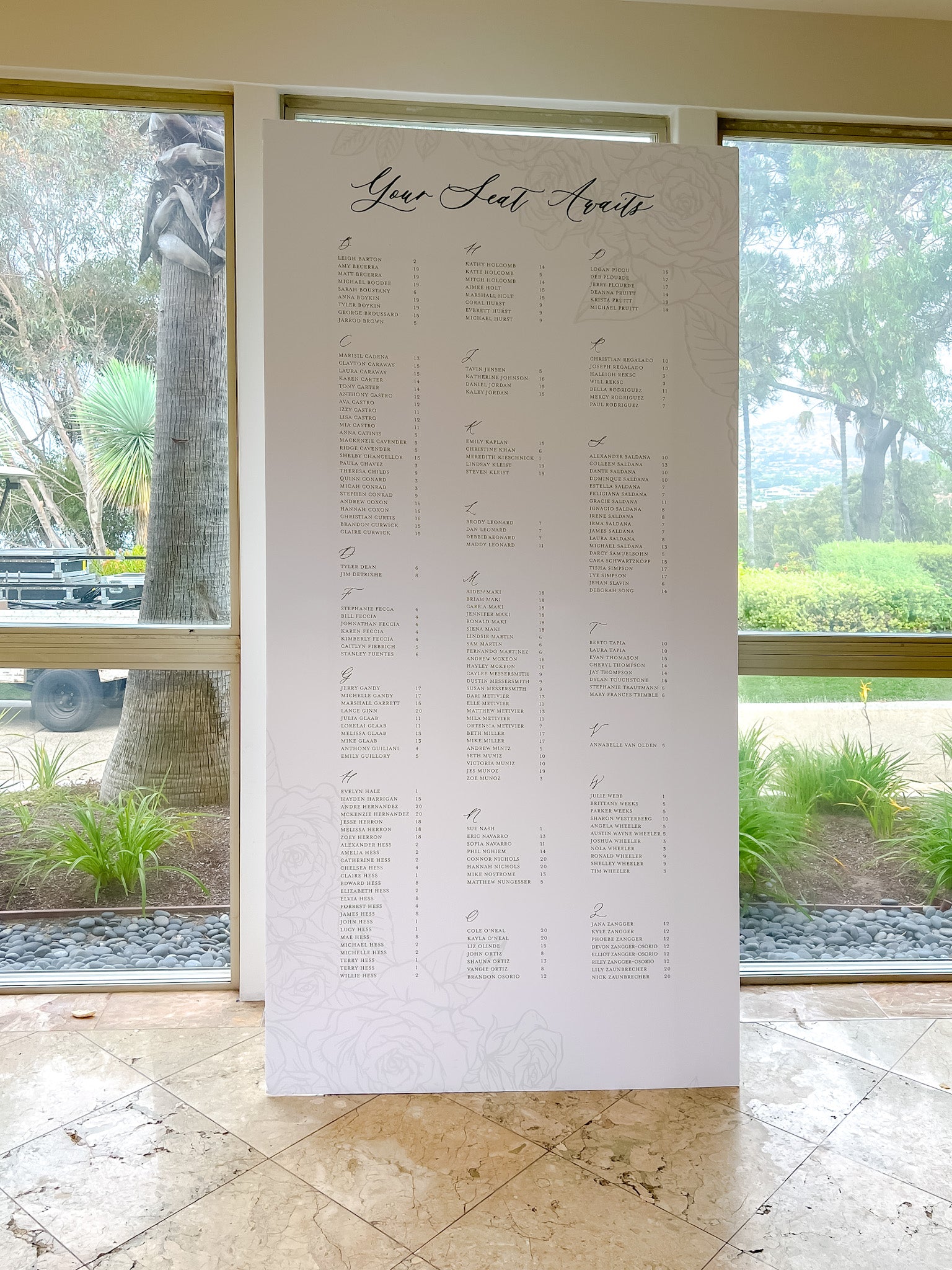 Personalized 4' x 8' Seating Chart Wall (Los Angeles Area)