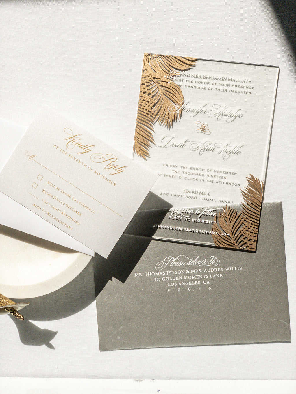 The Palm Collection - Style No. 3 | Semi-Custom Acrylic Invitations