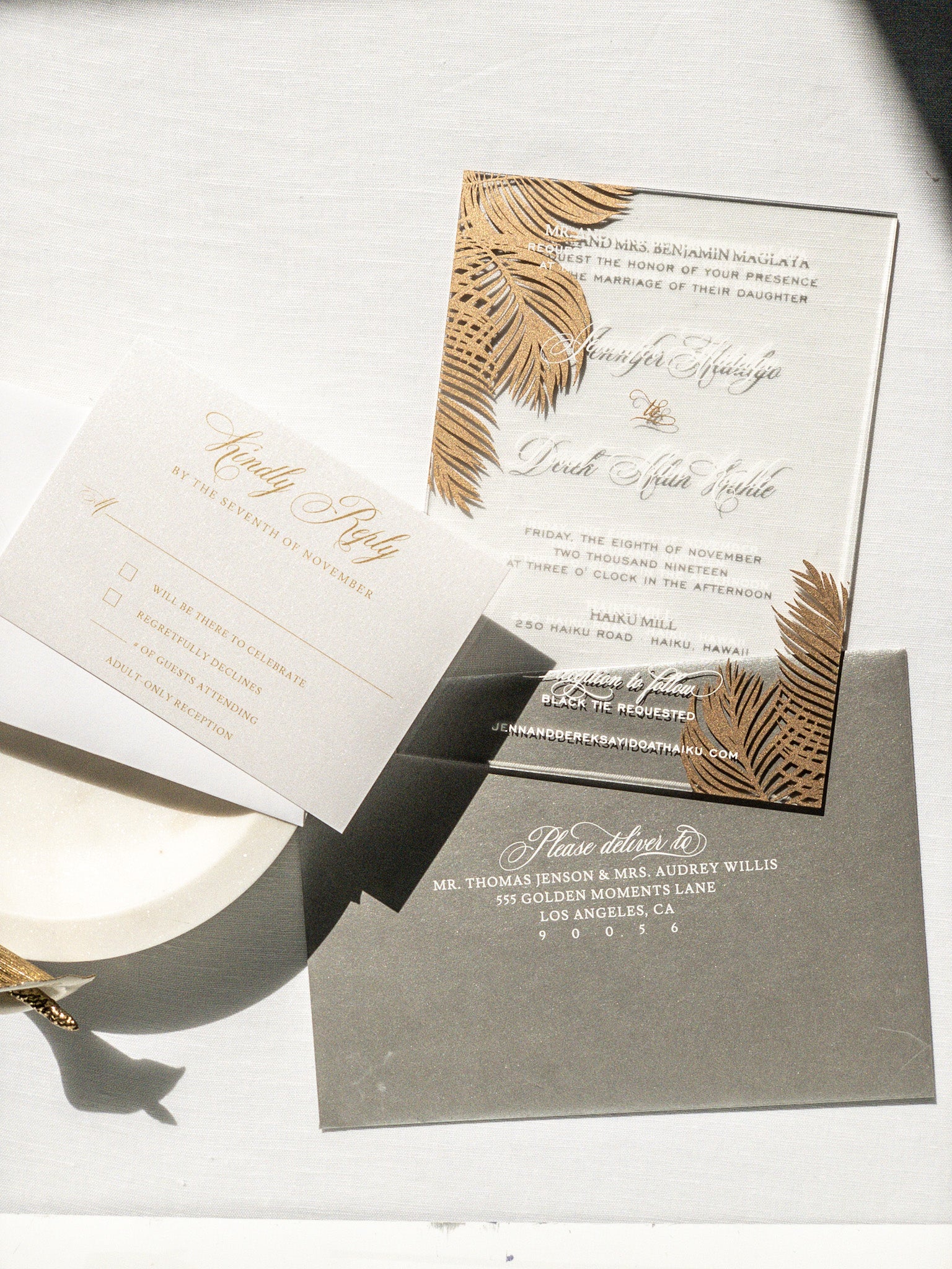 The Palm Collection - Style No. 3 | Semi-Custom Acrylic Invitations
