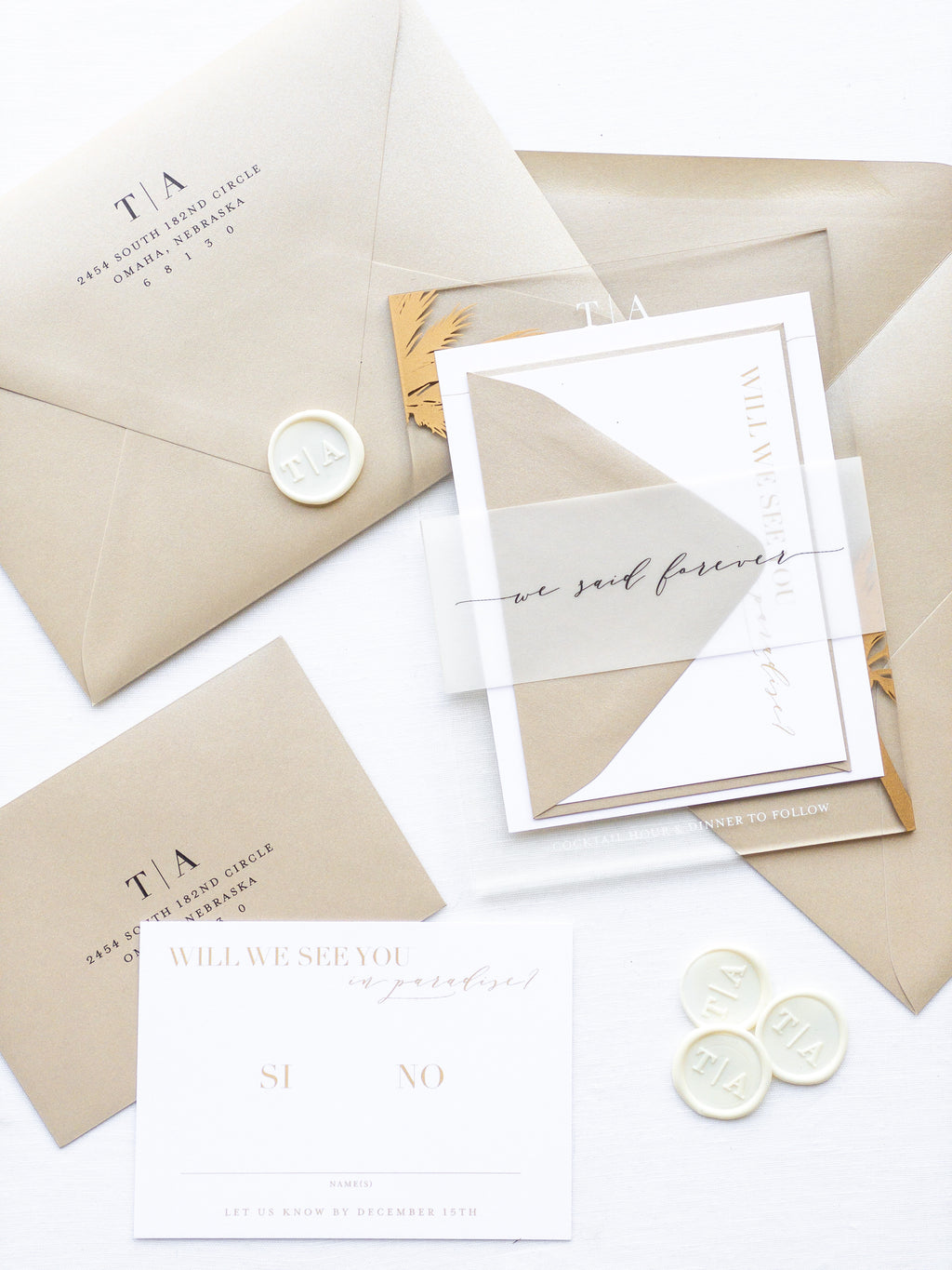 Palm Collection - Style No. 1 | Semi-Custom Acrylic Invitations