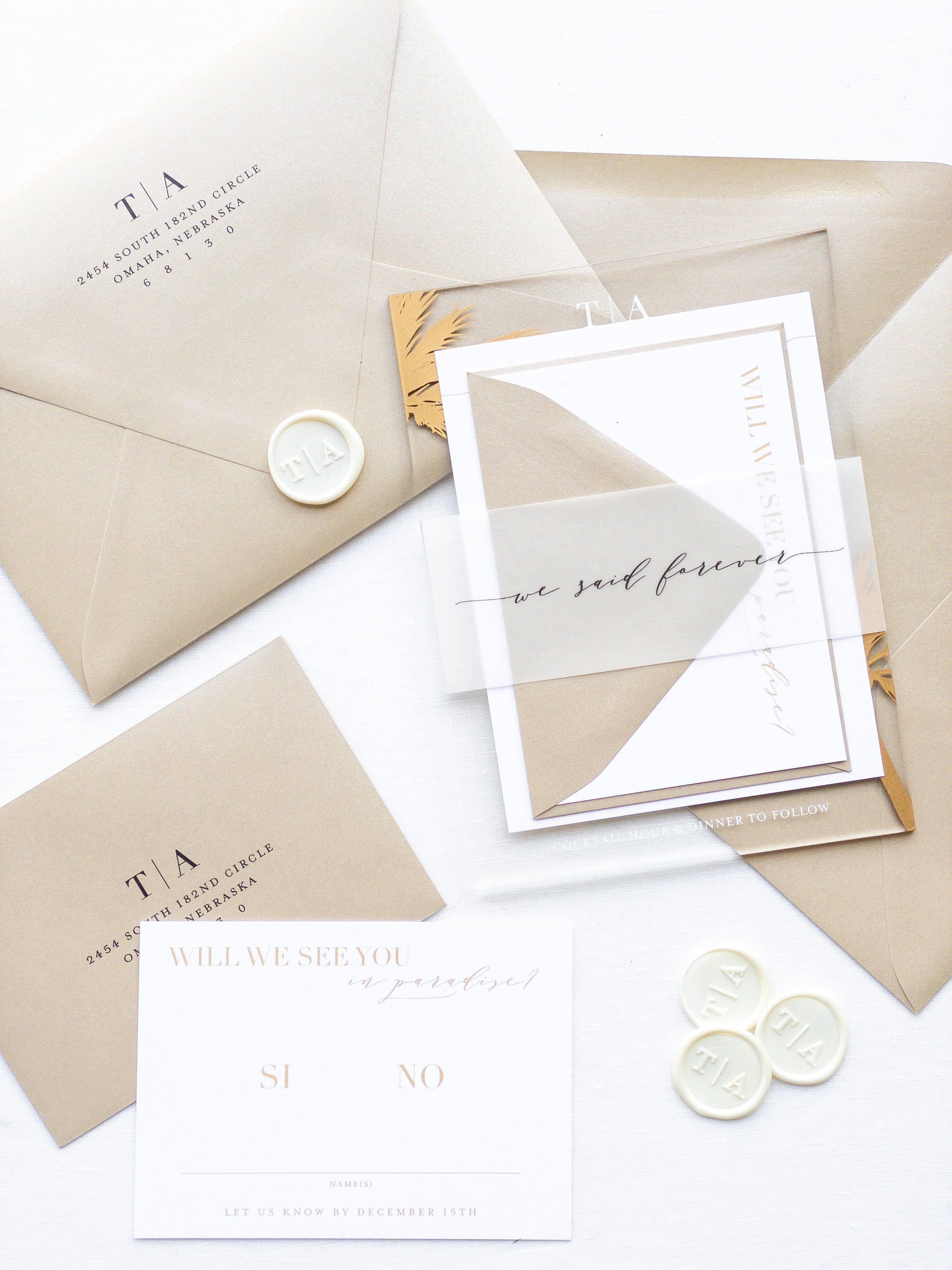 Palm Collection - Style No. 1 | Semi-Custom Acrylic Invitations