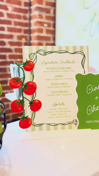 The Pomodoro – Acrylic Signature Drinks Sign | Italian Tomato Theme