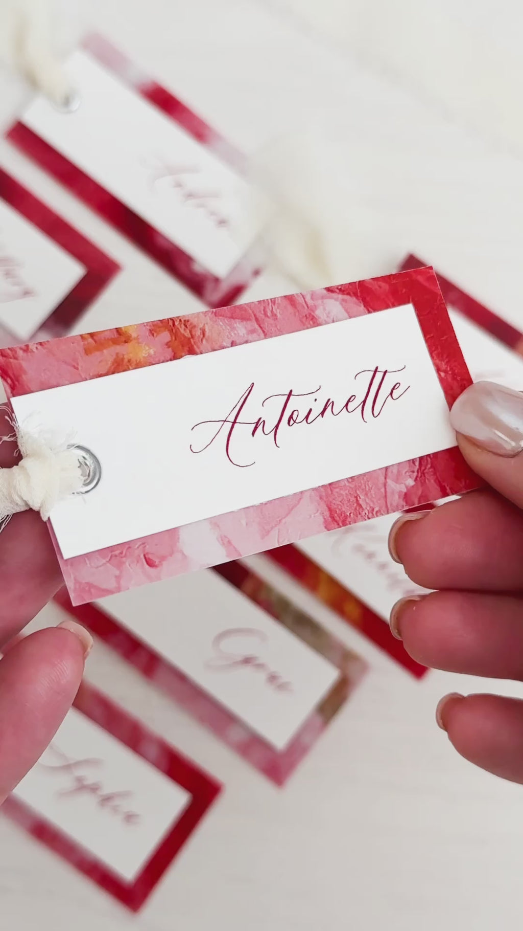 Painted Roses | Place Cards with Vellum & Ribbon